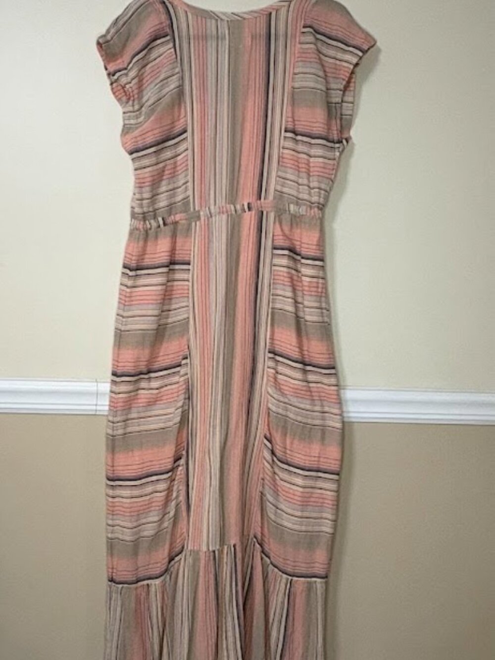 Caslon Striped Cotton Blend Midi Dress S Pink Boho Midi - Picture 2 of 3